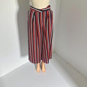 Primark Cropped Wide leg striped dress pants pleated front side pockets size 4